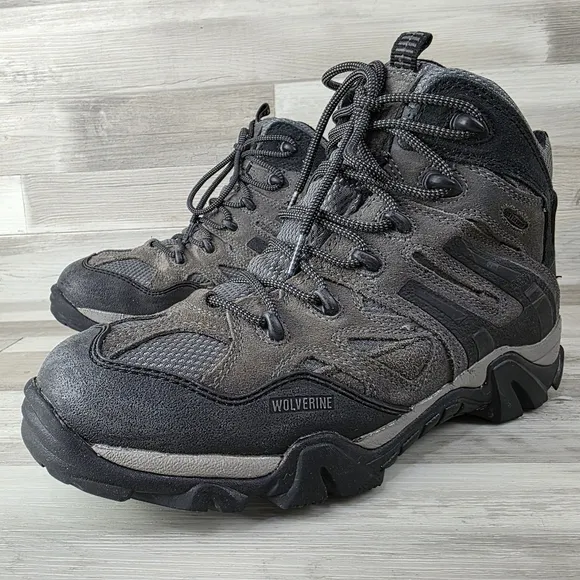 Wolverine Wilderness Black, Gray Laceup Leather WP Hiking Boot Mens 11½EW