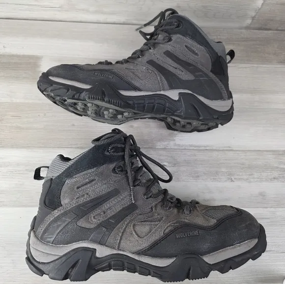 Wolverine Wilderness Black, Gray Laceup Leather WP Hiking Boot Mens 11½EW