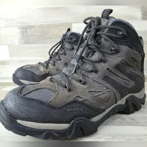 Wolverine Wilderness Black, Gray Laceup Leather WP Hiking Boot Mens 11½EW