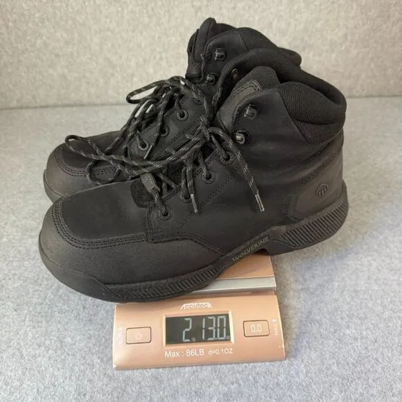 Wolverine Mens Size 10 M Black Leather Carom Boots Work Boots Safety Toe LaceUp