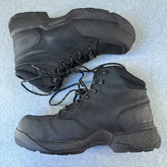Wolverine Mens Size 10 M Black Leather Carom Boots Work Boots Safety Toe LaceUp