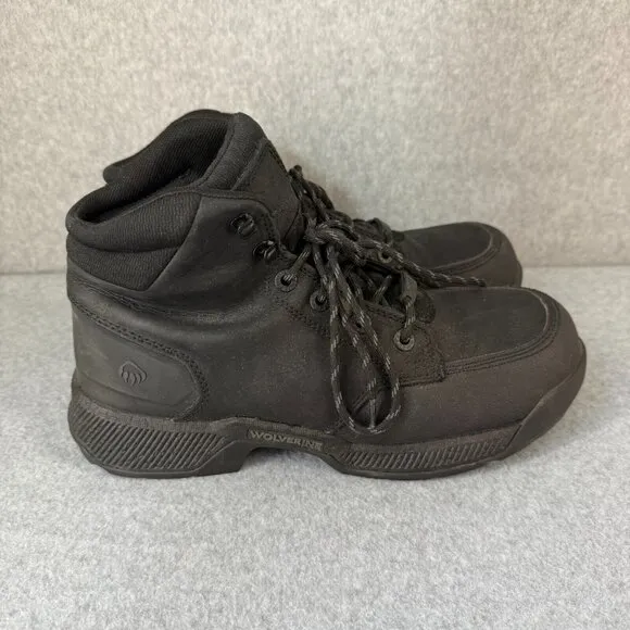 Wolverine Mens Size 10 M Black Leather Carom Boots Work Boots Safety Toe LaceUp