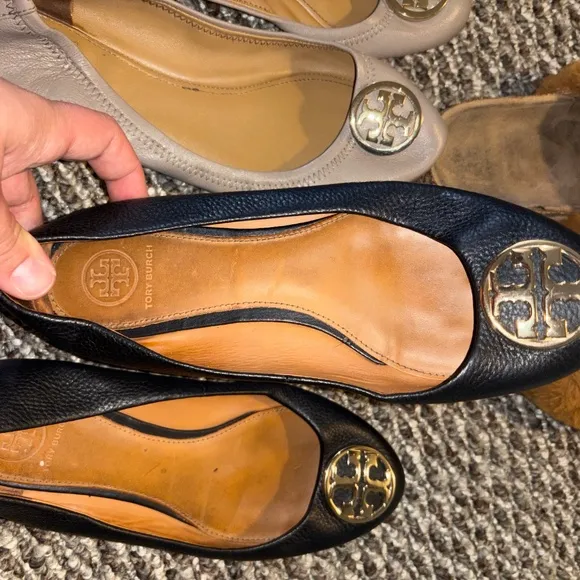 Womans Tory Burch and polo club 3 pairs sandals and flats size 8