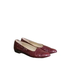 Women Vintage Burgundy Loafers By Salvatore Ferragamo Size 8.5AA/Women Designer