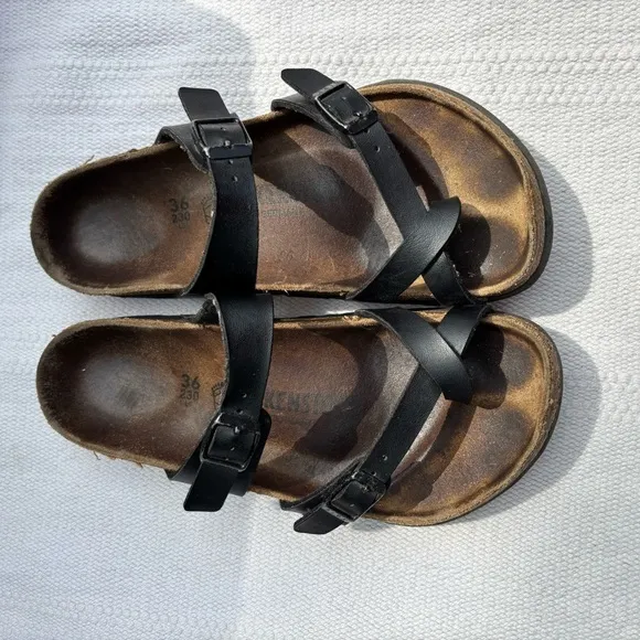 Womens black birkenstock sandals size 36
