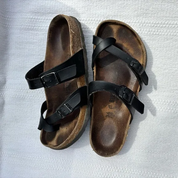 Womens black birkenstock sandals size 36