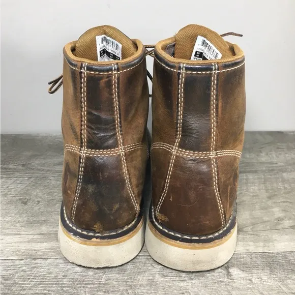 Women's Carhartt 6&quot; Waterproof Wedge Sole Work Brown Leather Boots FW6025 Size 9