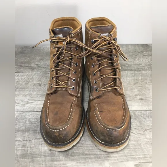 Women's Carhartt 6&quot; Waterproof Wedge Sole Work Brown Leather Boots FW6025 Size 9