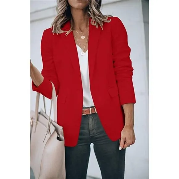 Women's Casual Blazer Open Front Long Sleeve Jacket Blazer