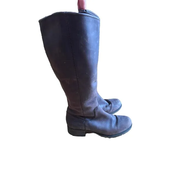 Womens Clarks Branch Brown Leather Tall Casual Heeled Riding Boots Size 7