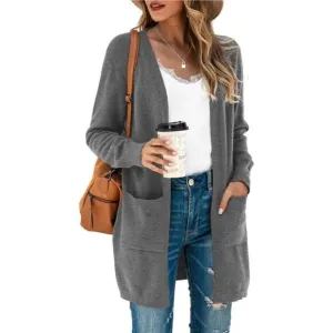 Womens Color Block Striped Draped Kimono Cardigan Long Sleeve Open Front