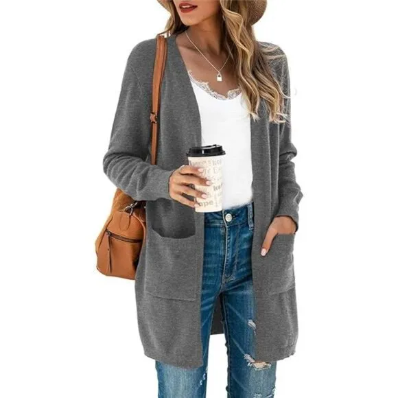 Womens Color Block Striped Draped Kimono Cardigan Long Sleeve Open Front