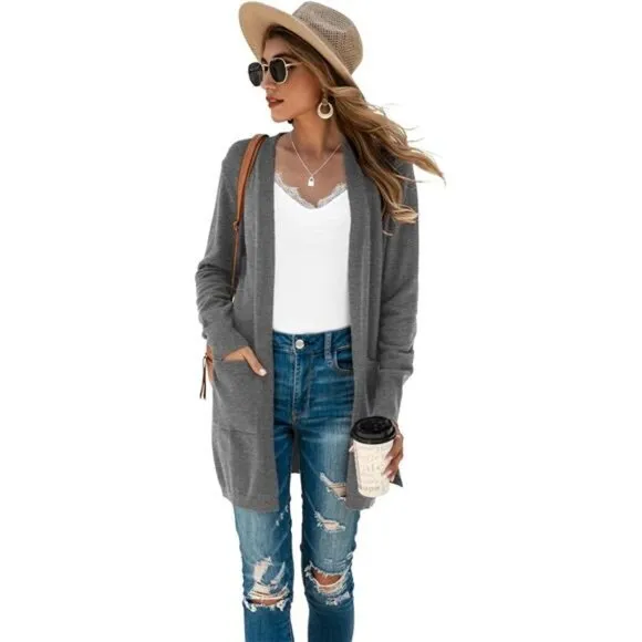Womens Color Block Striped Draped Kimono Cardigan Long Sleeve Open Front