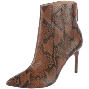 Women's Designer Schutz Brown Embossed Animal Print Leather Ankle Boots  8.5 M