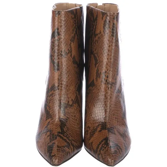 Women's Designer Schutz Brown Embossed Animal Print Leather Ankle Boots  8.5 M