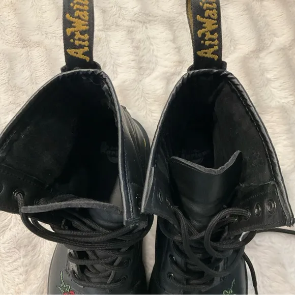 Women's Dr Marten Vonda Floral Leather Leather Lace Up Boots Size 7