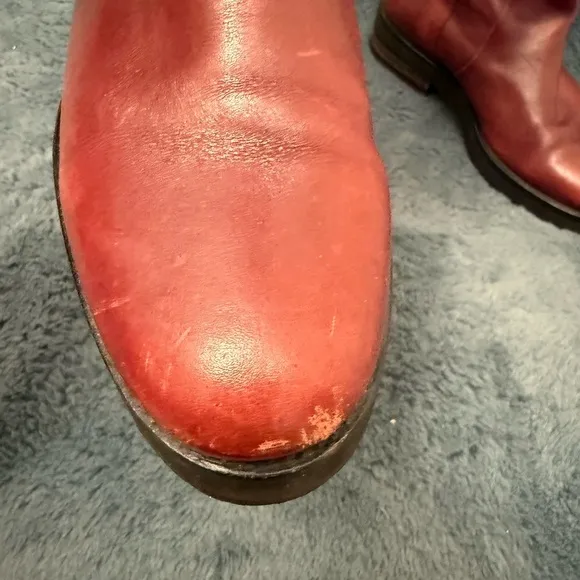 Women’s Dries Van Noten Red And Black Riding Boots Size 5.5 Luxury Leather