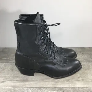 Women's Durango Leather Granny Grunge Punk Goth Riding Lace Up Black Boots 9.5
