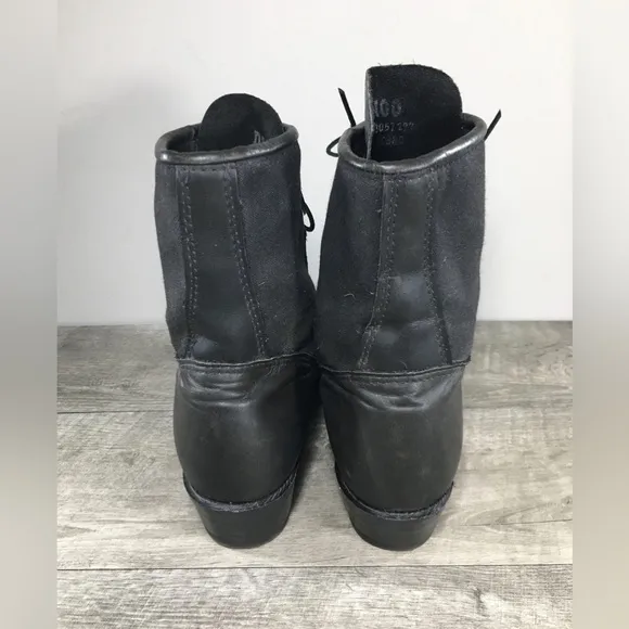 Women's Durango Leather Granny Grunge Punk Goth Riding Lace Up Black Boots 9.5