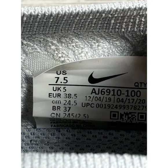 Women's Nike Air Vapormax Flyknit 3 'Pure Platinum' Sneakers Sz 7.5 Athletic Gym