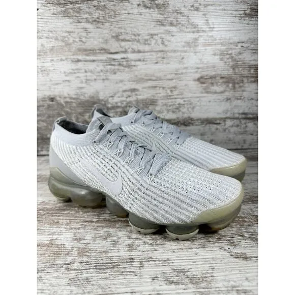 Women's Nike Air Vapormax Flyknit 3 'Pure Platinum' Sneakers Sz 7.5 Athletic Gym