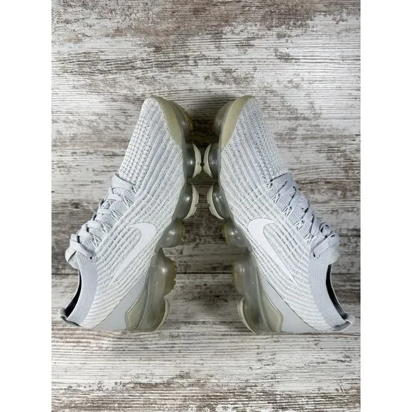Women's Nike Air Vapormax Flyknit 3 'Pure Platinum' Sneakers Sz 7.5 Athletic Gym
