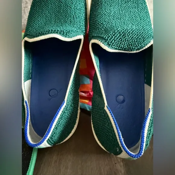 Women's ROTHY'S The Original Slip-On Sneakers Juniper Green Terrycloth Shoes-10