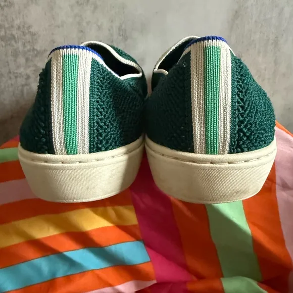 Women's ROTHY'S The Original Slip-On Sneakers Juniper Green Terrycloth Shoes-10