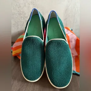 Women's ROTHY'S The Original Slip-On Sneakers Juniper Green Terrycloth Shoes-10