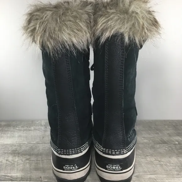 Womens Sorel Joan of Arctic Snow Black Waterproof Leather Boots NL2429 Size 11