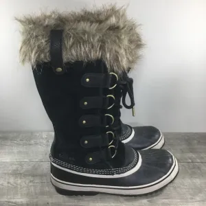 Womens Sorel Joan of Arctic Snow Black Waterproof Leather Boots NL2429 Size 11