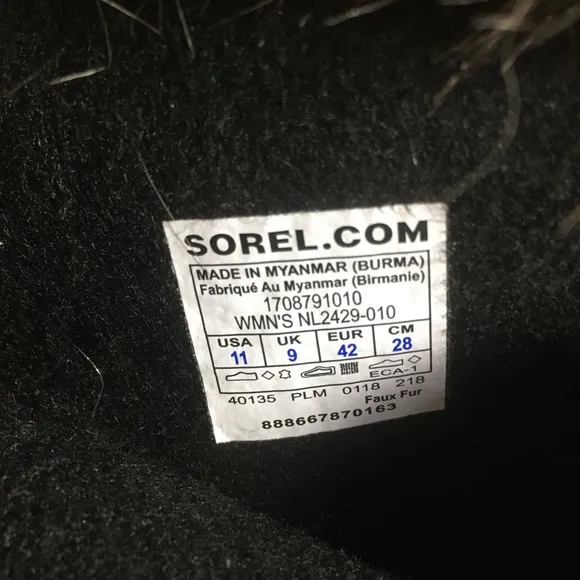 Womens Sorel Joan of Arctic Snow Black Waterproof Leather Boots NL2429 Size 11