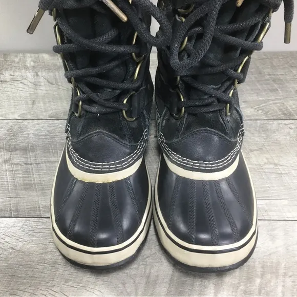 Womens Sorel Joan of Arctic Snow Black Waterproof Leather Boots NL2429 Size 8