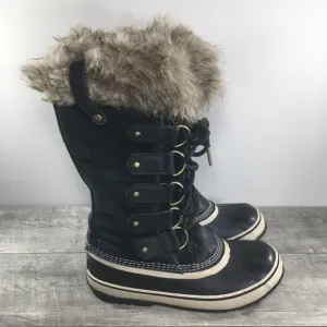 Womens Sorel Joan of Arctic Snow Black Waterproof Leather Boots NL2429 Size 8