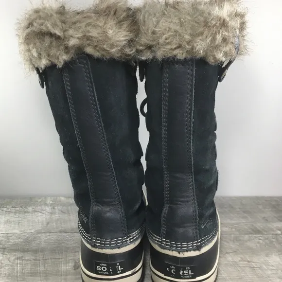 Womens Sorel Joan of Arctic Snow Black Waterproof Leather Boots NL2429 Size 8