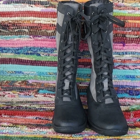 Womens Uggs Brystyl Tall Black/Gray Boot Sz 5