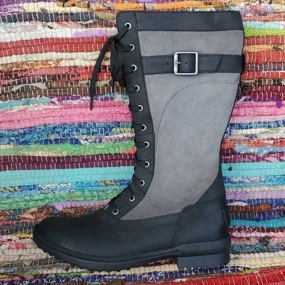 Womens Uggs Brystyl Tall Black/Gray Boot Sz 5