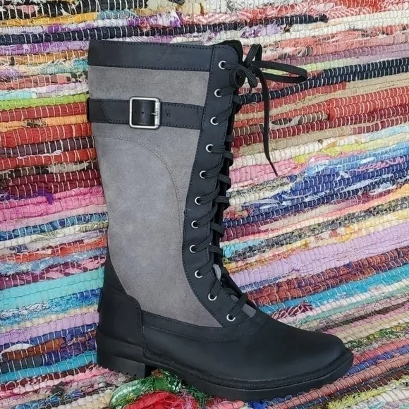 Womens Uggs Brystyl Tall Black/Gray Boot Sz 5