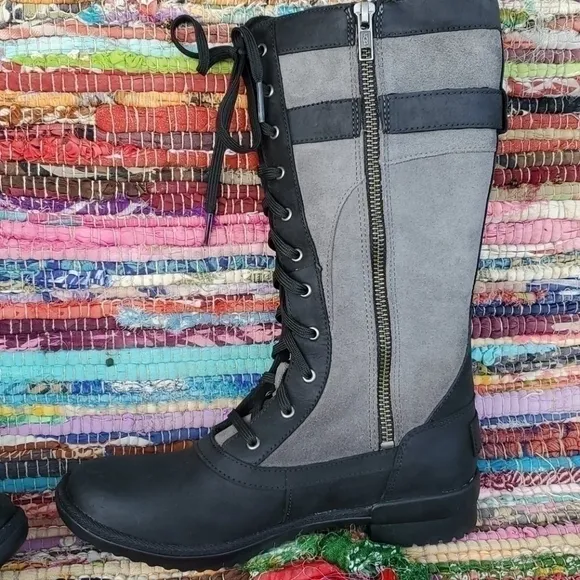 Womens Uggs Brystyl Tall Black/Gray Boot Sz 5
