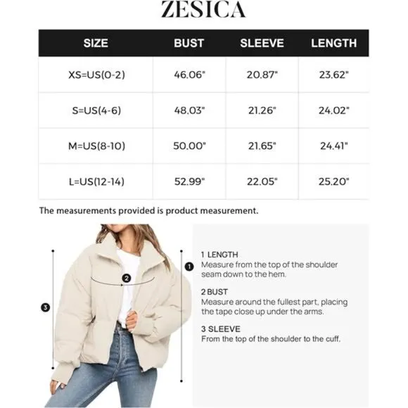 Women’s Winter Warm Cropped Puffer Jacket – Zip-Up, Drawstring, Baggy Outerwear