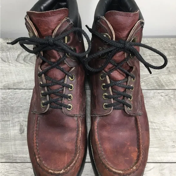 Work America Mens Soft Moc Toe Hunting Sport Brown Leather Boots Made in USA 9