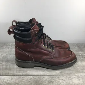 Work America Mens Soft Moc Toe Hunting Sport Brown Leather Boots Made in USA 9