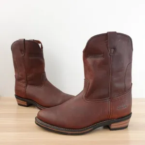 Work Brown Western Boots Mens 12 ADTEC Oil Leather Water Goodyear Chestnut Red
