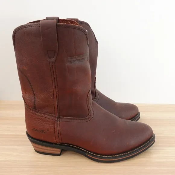 Work Brown Western Boots Mens 12 ADTEC Oil Leather Water Goodyear Chestnut Red