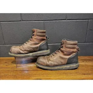 WORK N SPORT Brown Leather Steel Toe Wedge Work Boots Men’s 12