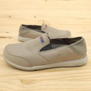 XtraTuf Sheng Fu Mens Slip On Shoes Sz 7.5 Gray Canvas Deck Loafers Comfort