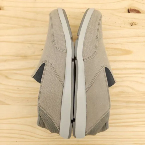 XtraTuf Sheng Fu Mens Slip On Shoes Sz 7.5 Gray Canvas Deck Loafers Comfort