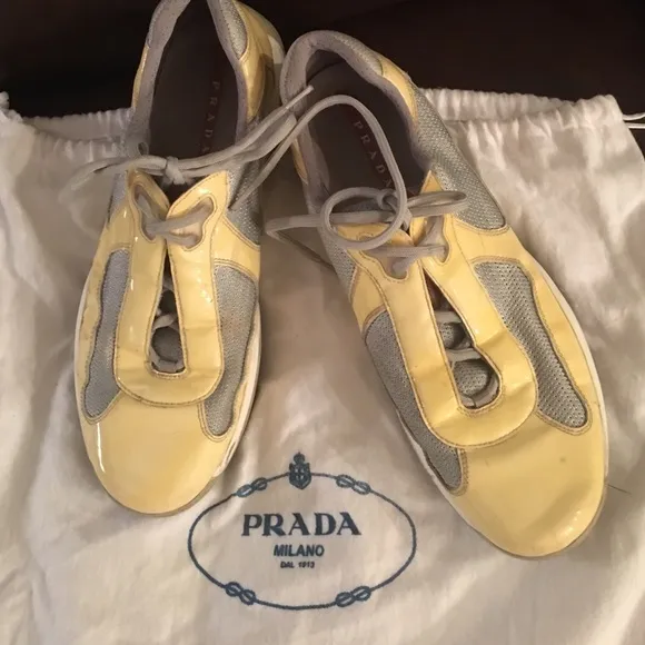 Yellow PRADA Athletic Shoes Sz 11 Mens/13 Womens