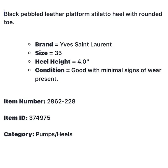 YSL Black Leather Platform Pump