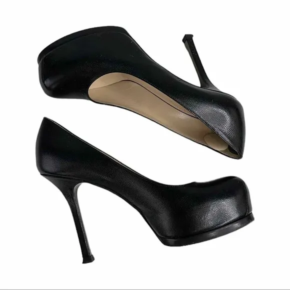 YSL Black Leather Platform Pump